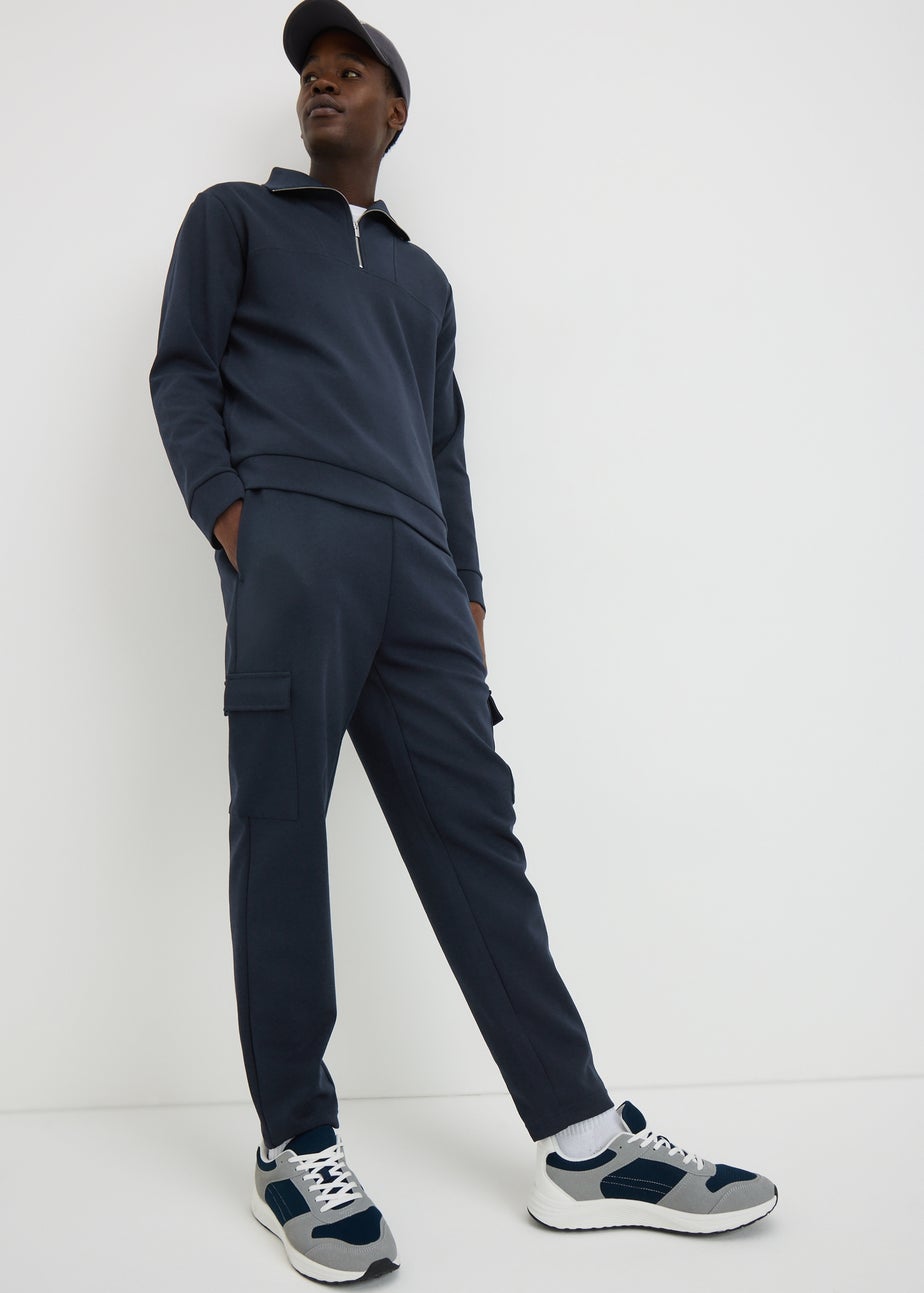 Navy Smart Co Ord Jogging Bottoms
