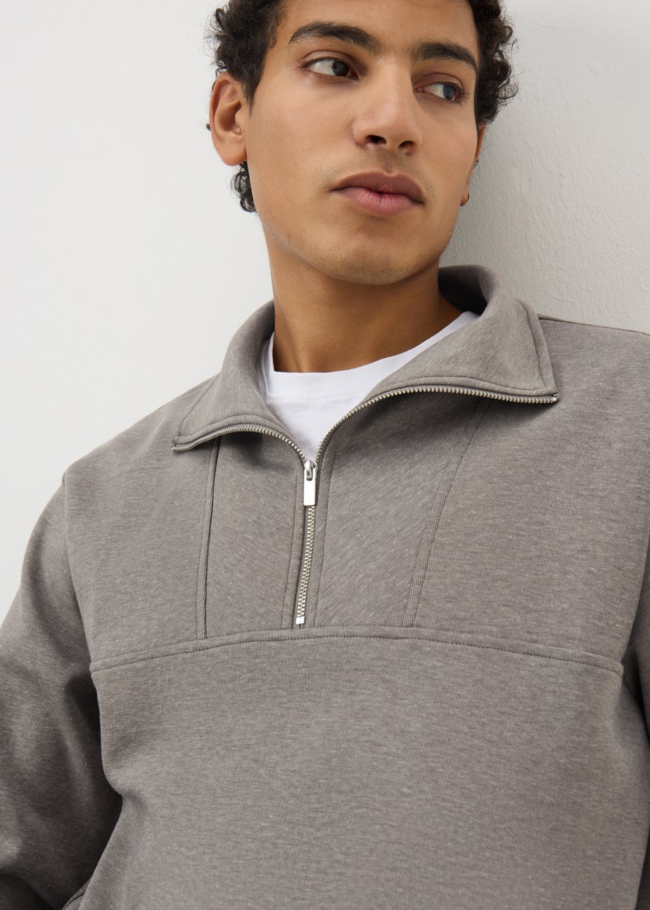 Brown Smart 1/2 Zip Co Ord Sweatshirt