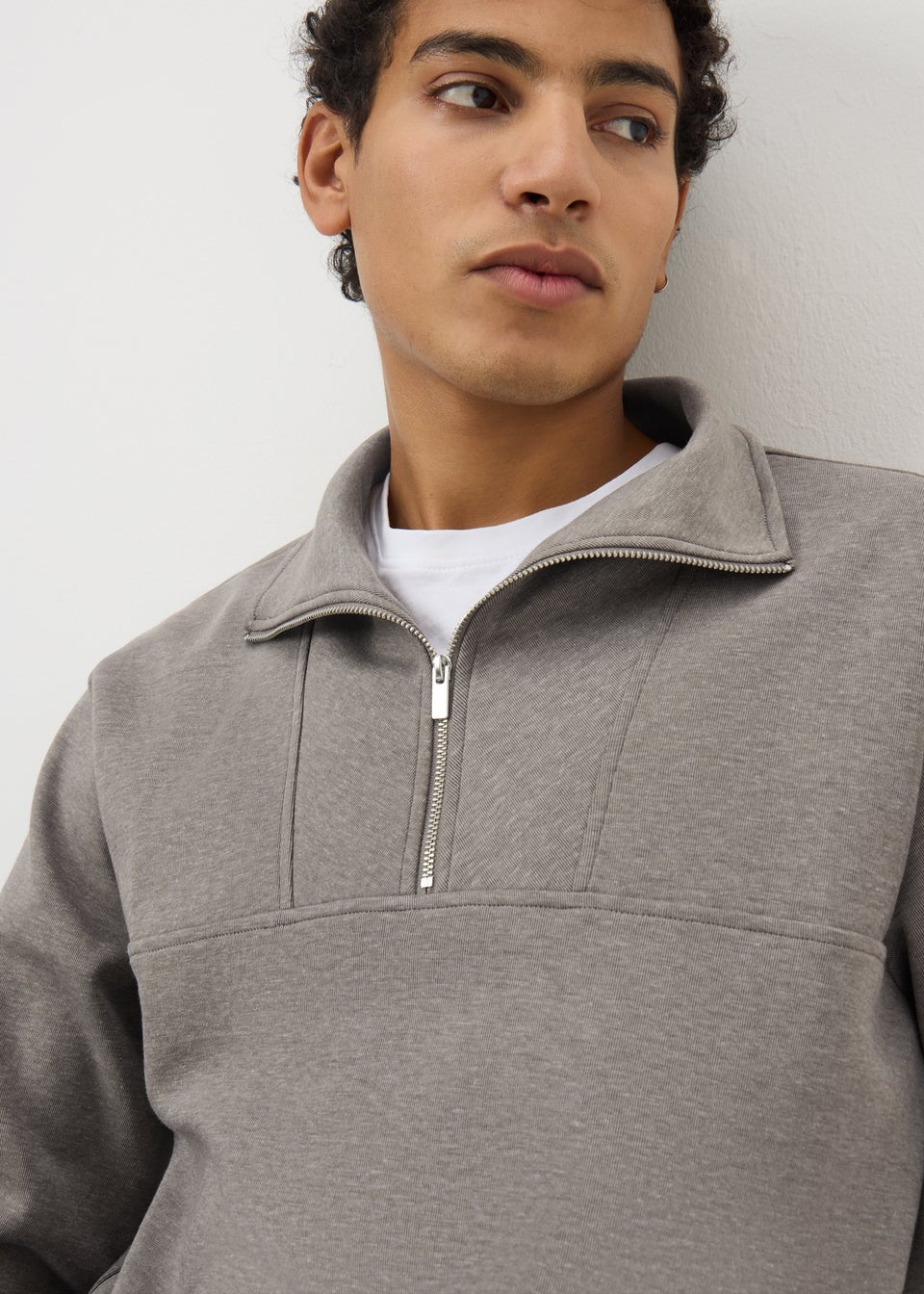 Brown Smart 1/2 Zip Co Ord Sweatshirt