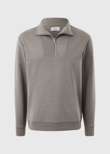 Brown Smart 1/2 Zip Co Ord Sweatshirt