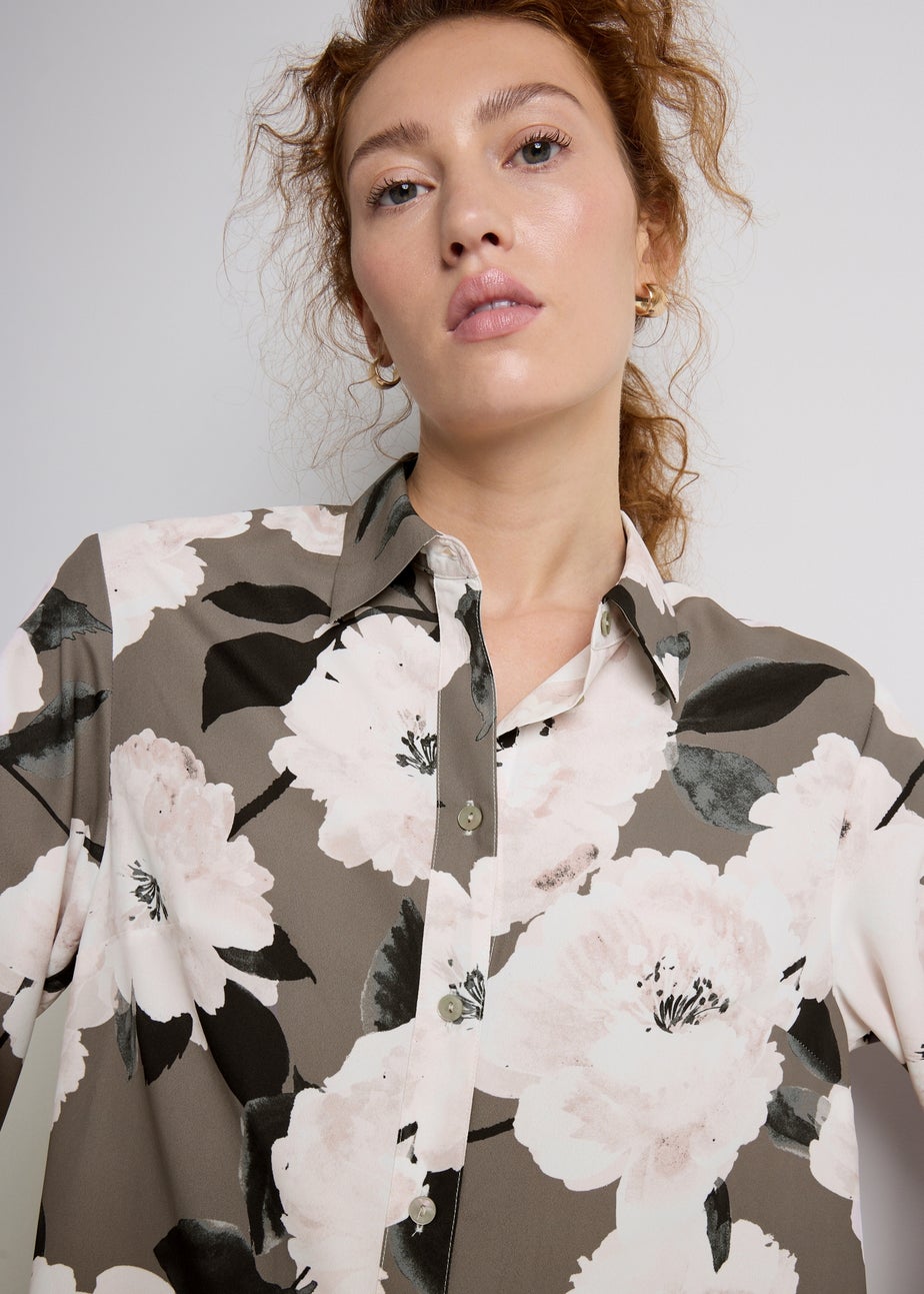 Et Vous Beige Longline Floral Blouse