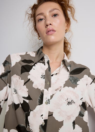 Et Vous Beige Longline Floral Blouse