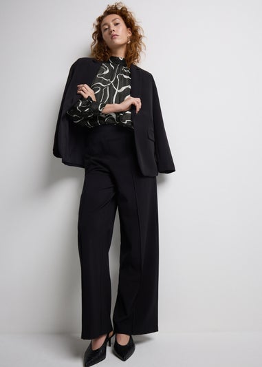 Et Vous Black Wiggle Satin Tunic Blouse