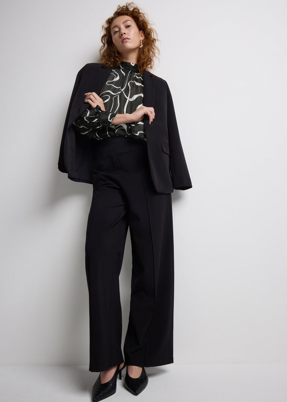 Et Vous Black Wiggle Satin Tunic Blouse