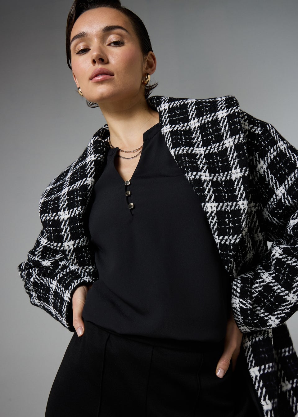 Et Vous Black Notch Neck Blouse