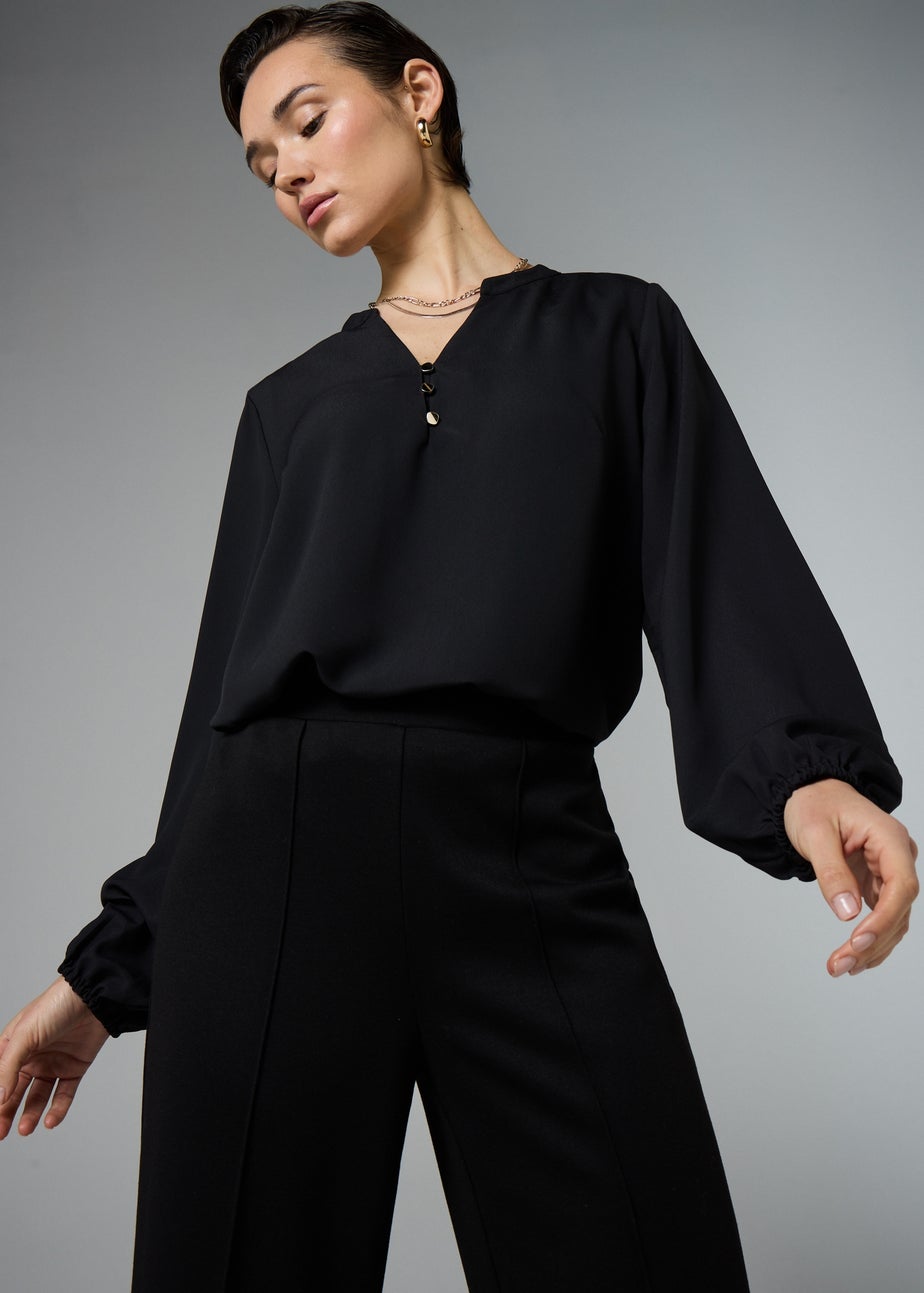 Et Vous Black Notch Neck Blouse