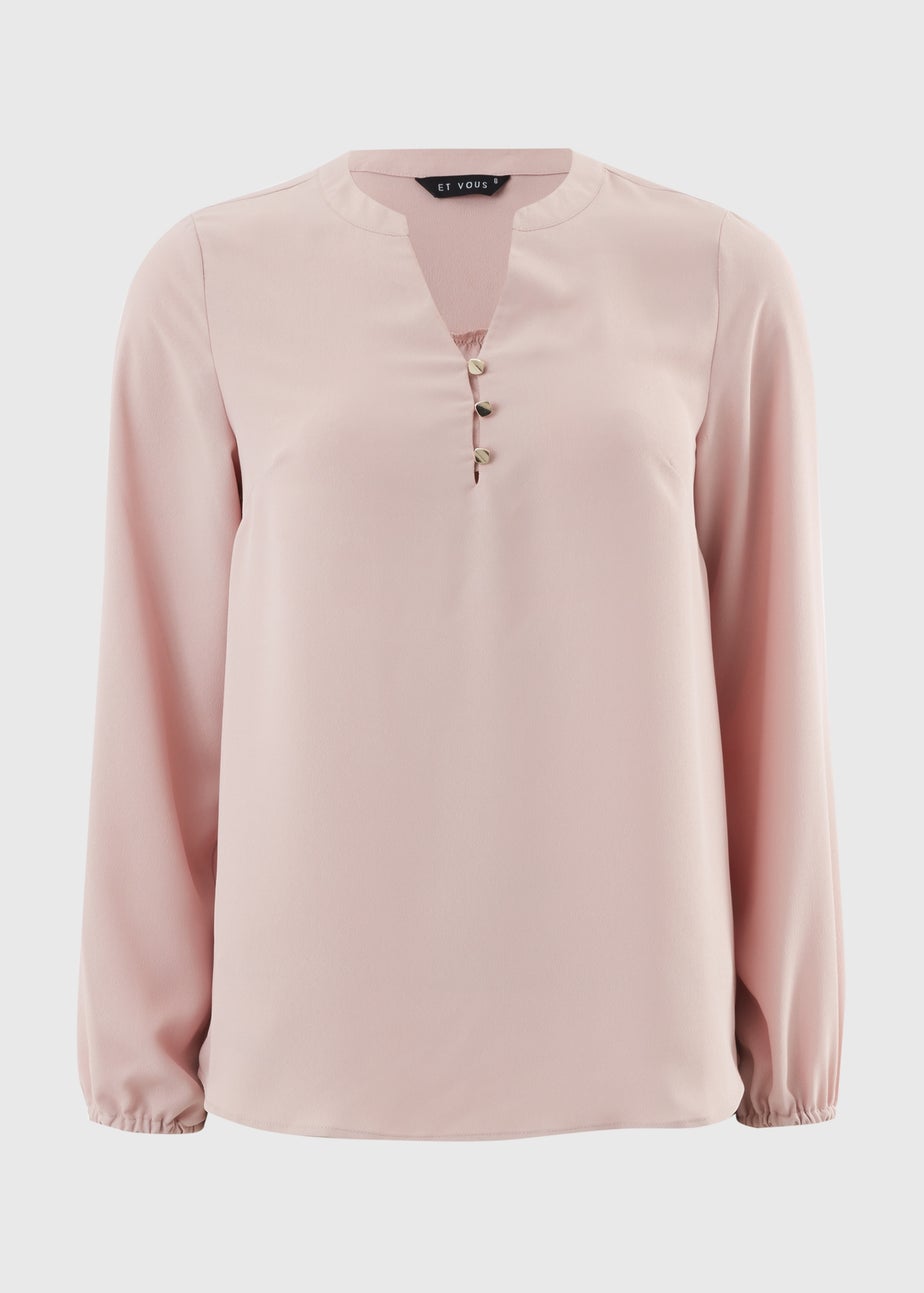 Et Vous Pink Notch Neck Blouse