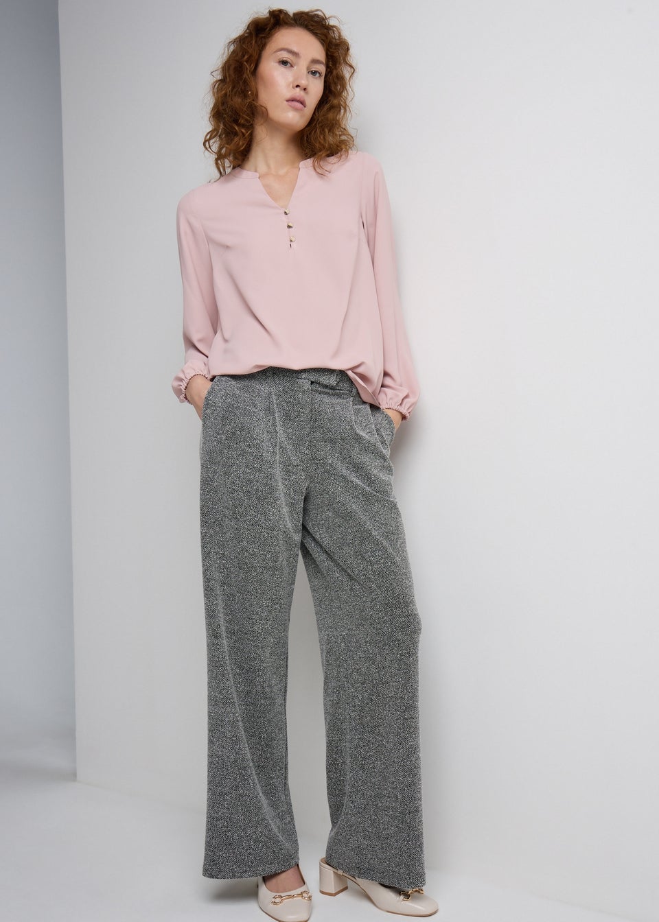 Et Vous Pink Notch Neck Blouse