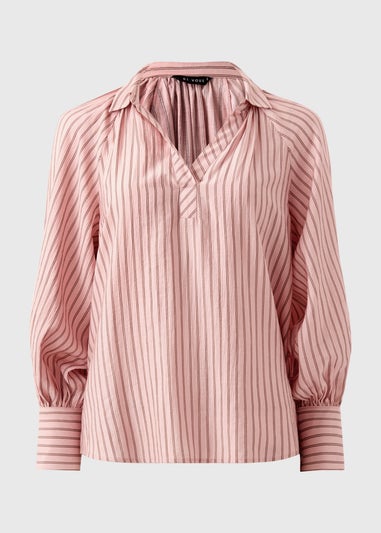 Et Vous Pink Stripe Puff Sleeve Blouse