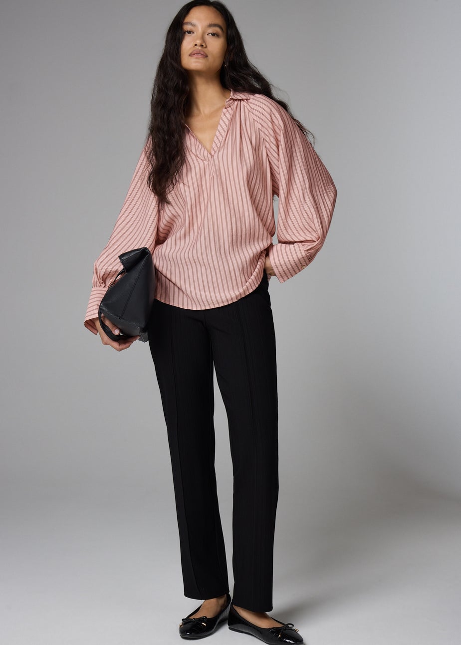 Et Vous Pink Stripe Puff Sleeve Blouse