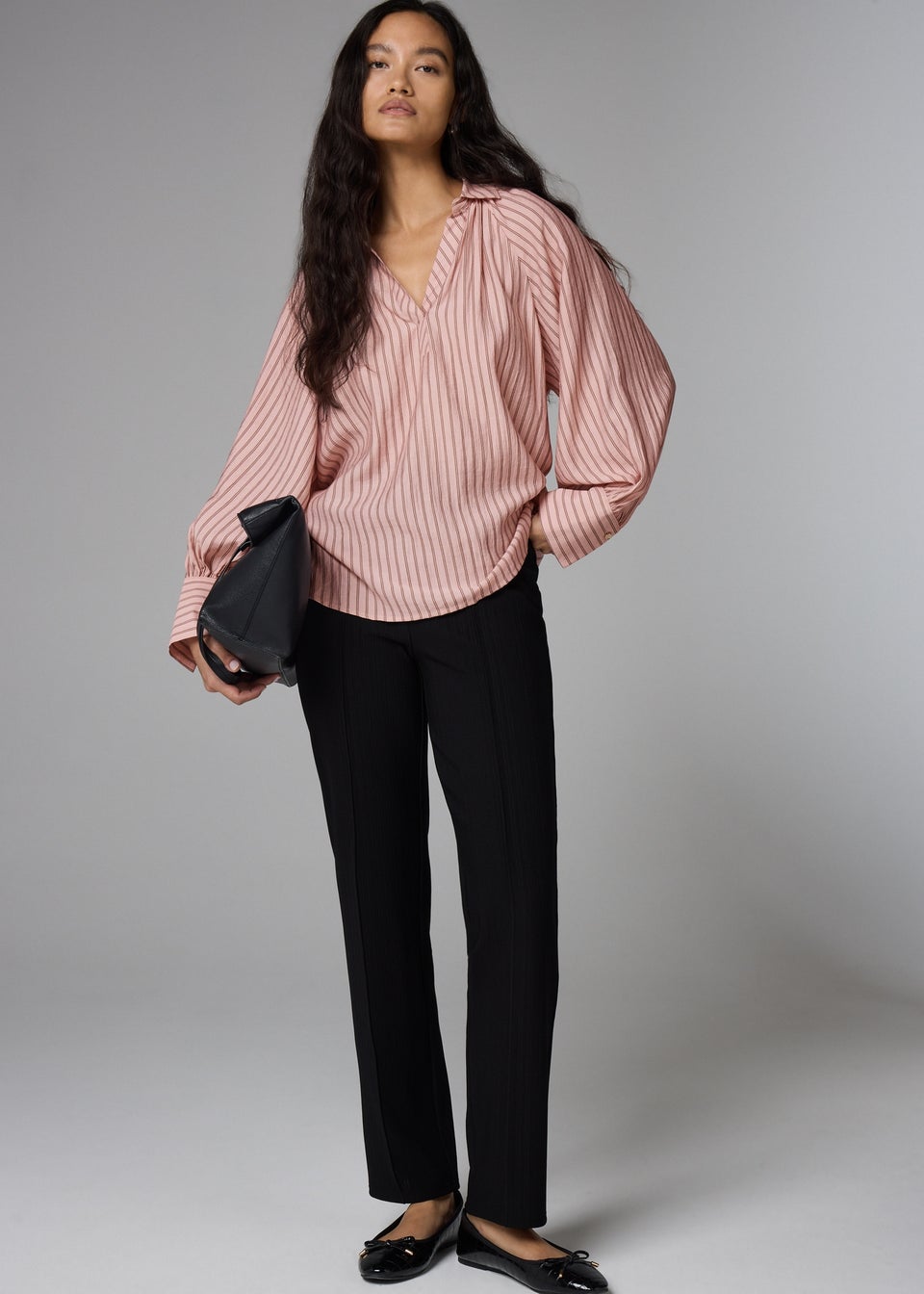 Et Vous Pink Stripe Puff Sleeve Blouse