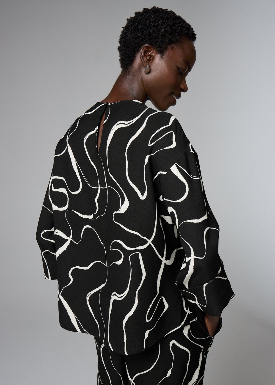 Et Vous Black Wiggle Print Co-Ord Box Top