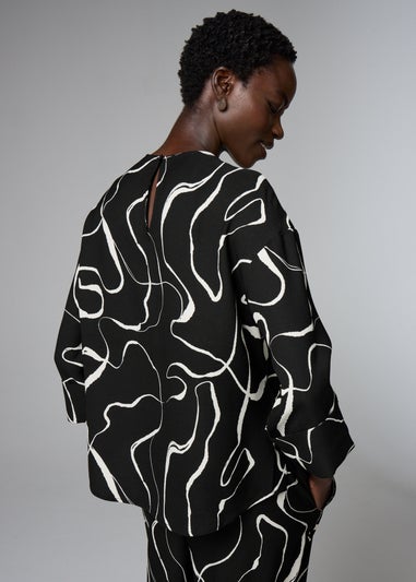 Et Vous Black Wiggle Print Co-Ord Box Top