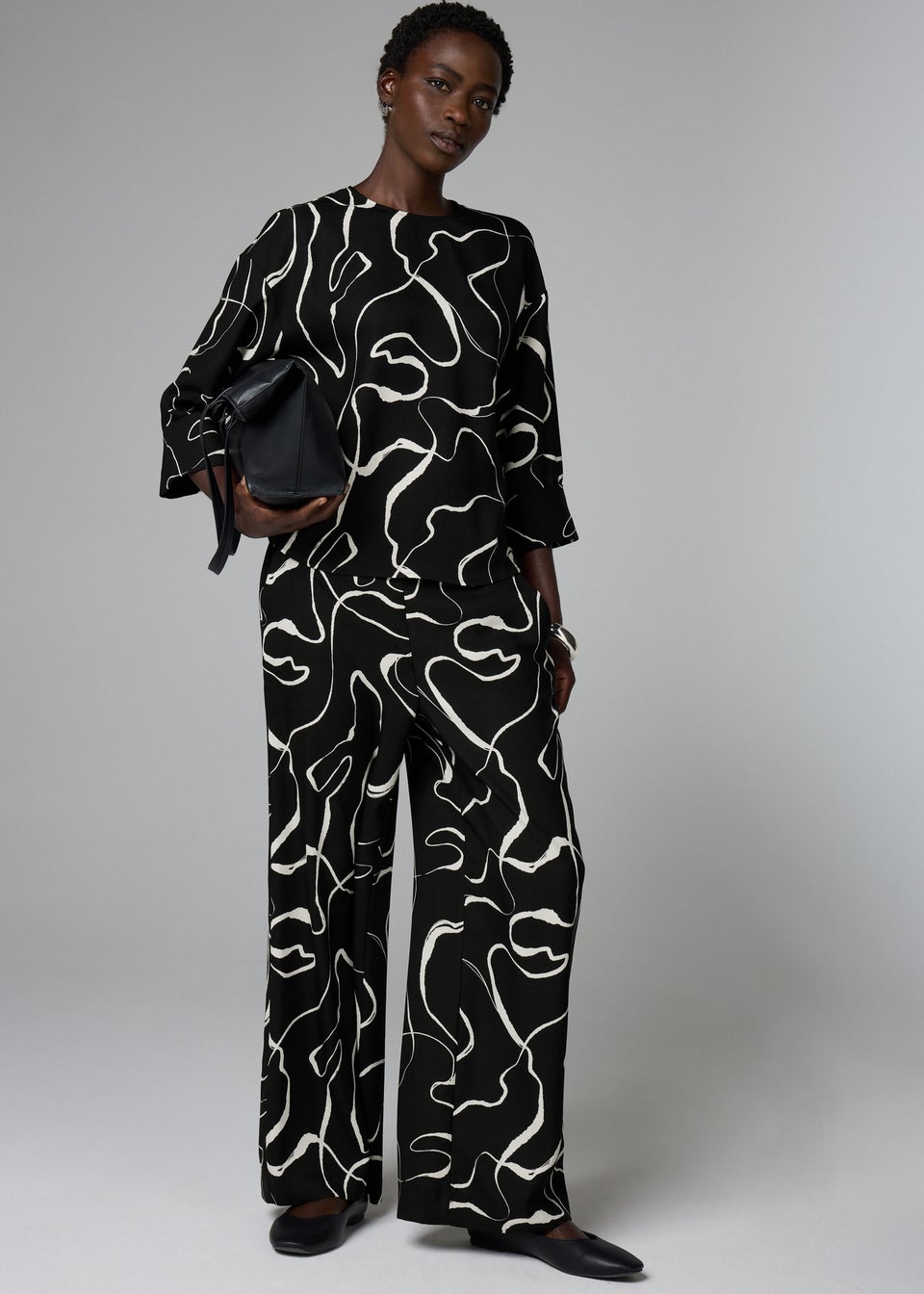 Et Vous Black Wiggle Print Co-Ord Box Top