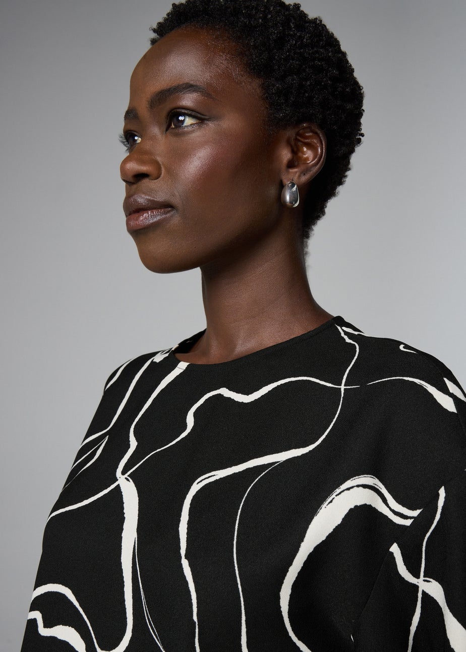 Et Vous Black Wiggle Print Co-Ord Box Top