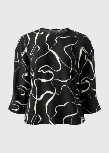 Et Vous Black Wiggle Print Co-Ord Box Top