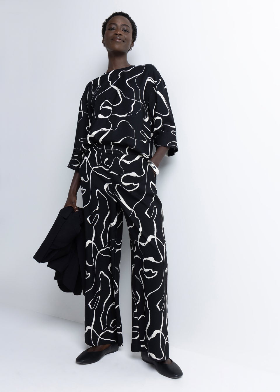 Et Vous Wiggle Print Wide Leg Trousers