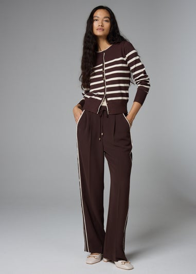 Chocolate Side Stripe Straight Leg Trousers