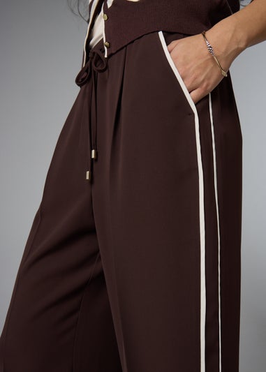 Chocolate Side Stripe Straight Leg Trousers