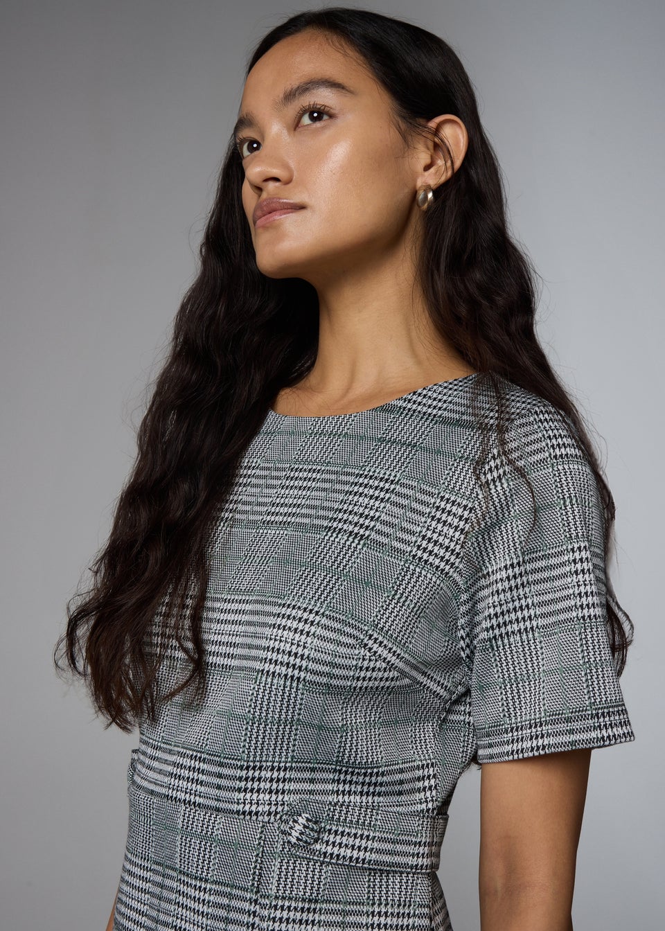 Et Vous Sage Check Ponte Dress