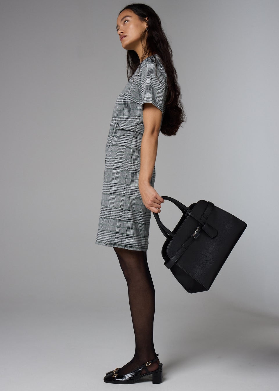 Et Vous Sage Check Ponte Dress