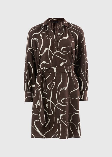 Et Vous Brown Wiggle Print Mini Dress