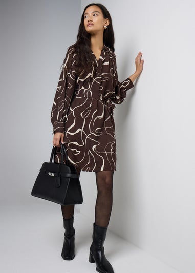 Et Vous Brown Wiggle Print Mini Dress