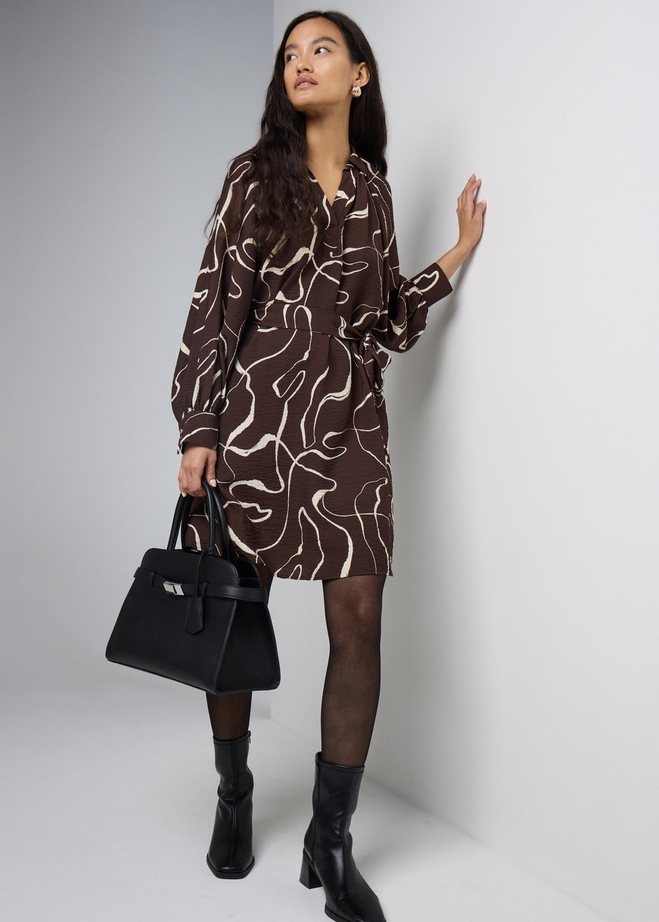 Et Vous Brown Wiggle Print Mini Dress
