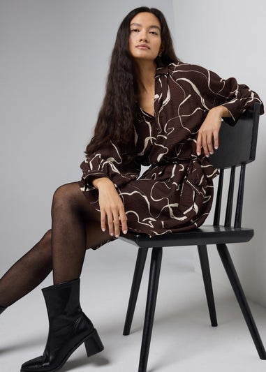 Et Vous Brown Wiggle Print Mini Dress