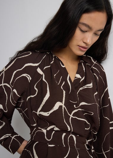 Et Vous Brown Wiggle Print Mini Dress