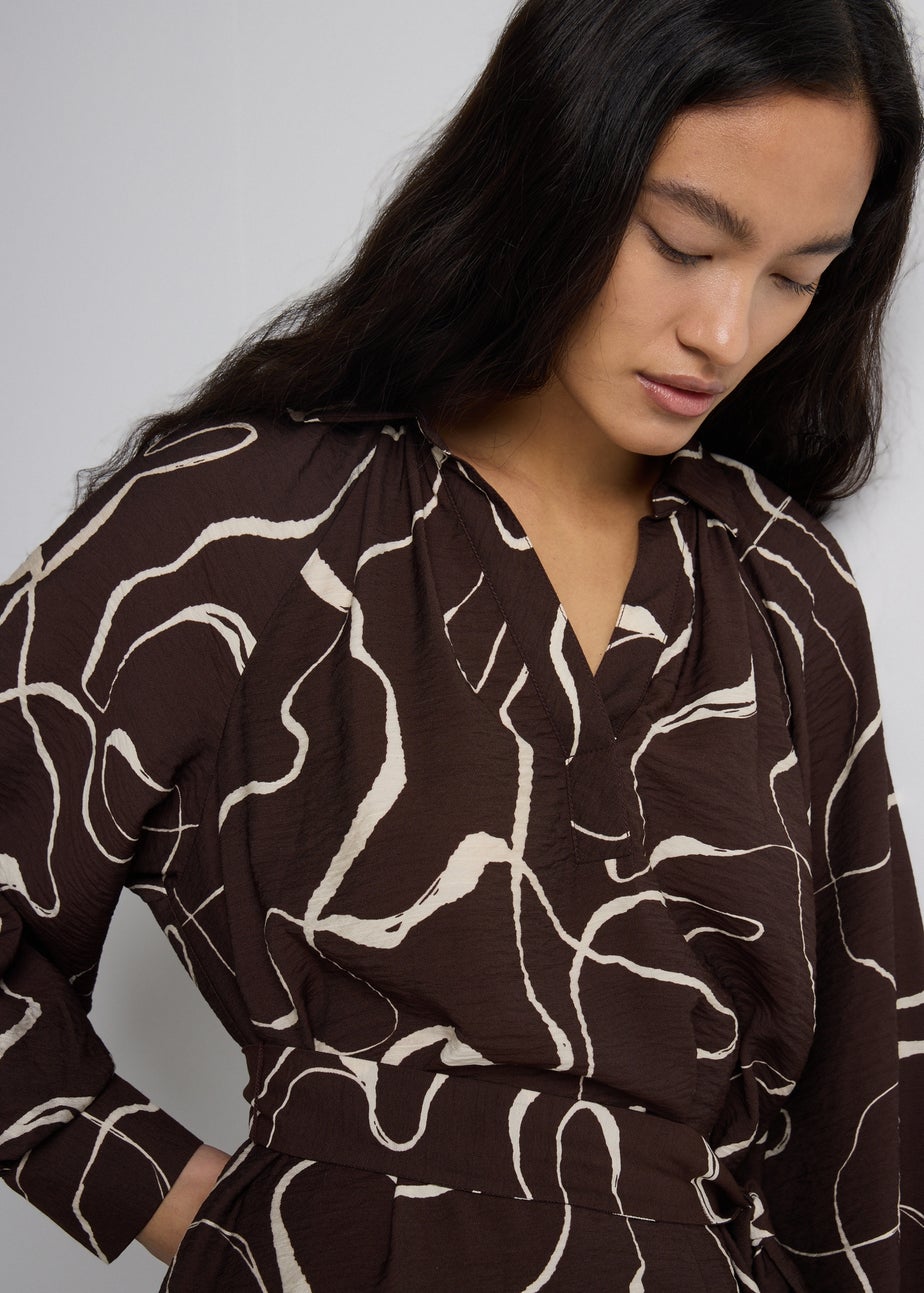 Et Vous Brown Wiggle Print Mini Dress