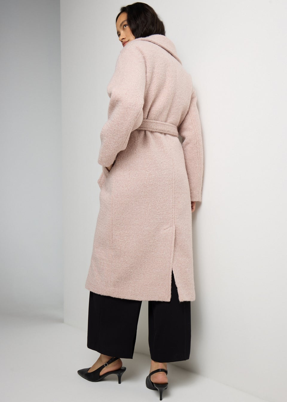 Et Vous Pink Boucle Belted Coat