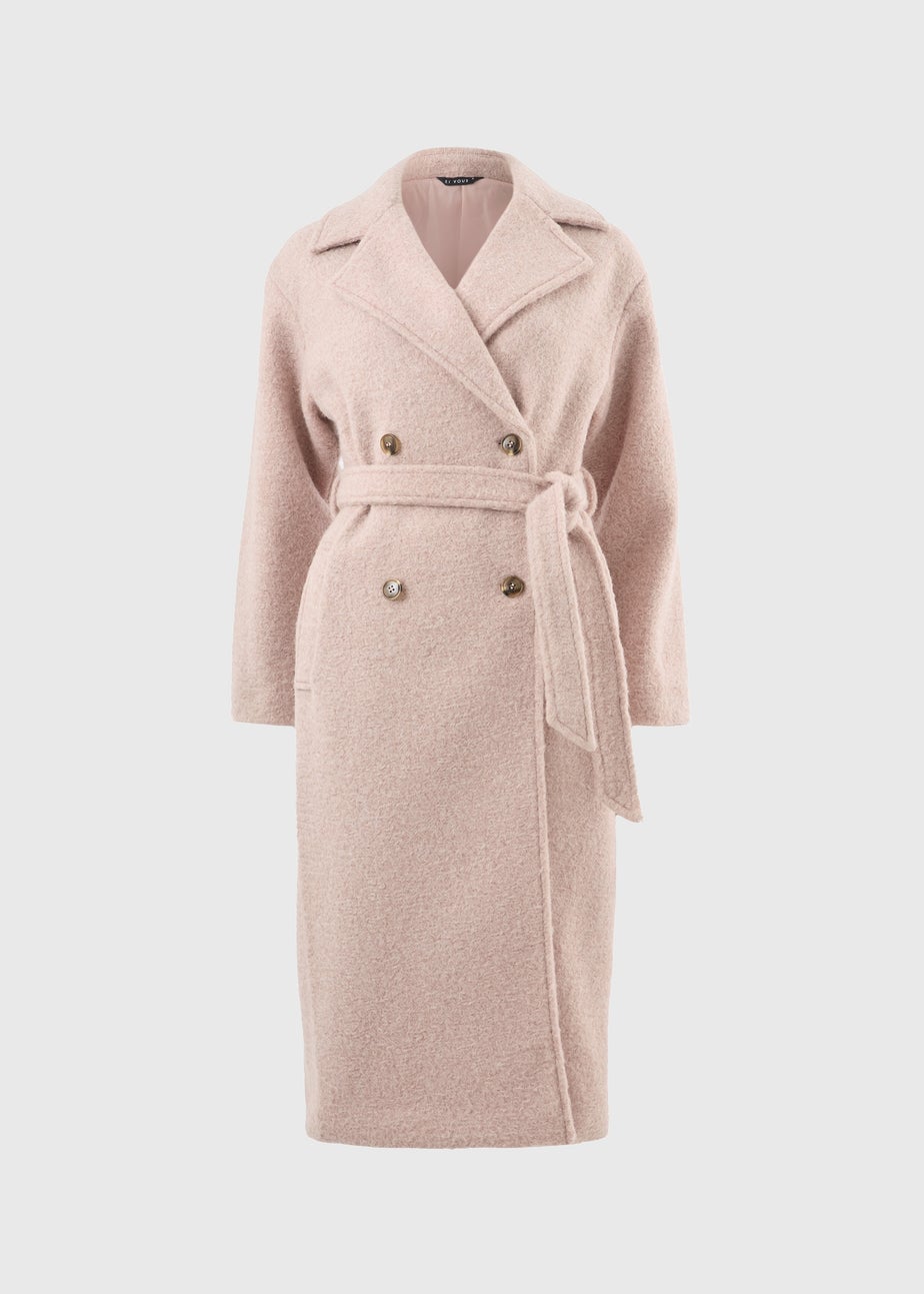 Et Vous Pink Boucle Belted Coat