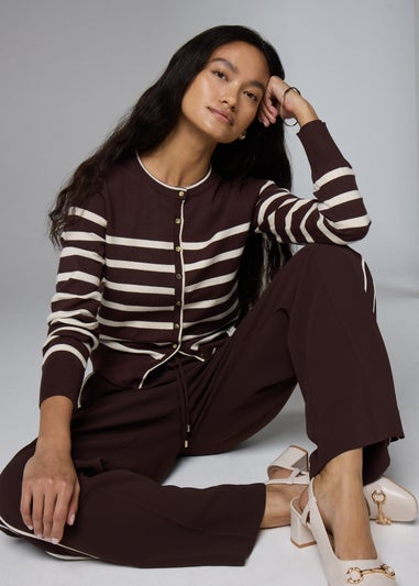 Et Vous Chocolate Brown Stripe Cardigan