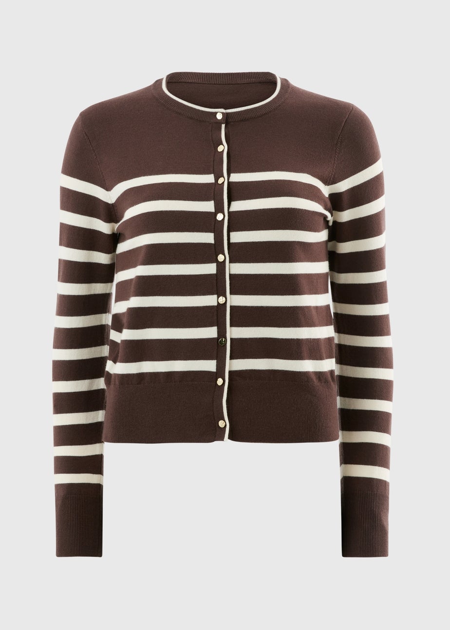 Et Vous Chocolate Brown Stripe Cardigan