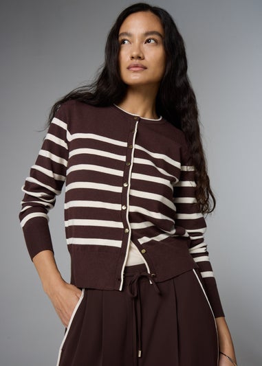 Et Vous Chocolate Brown Stripe Cardigan