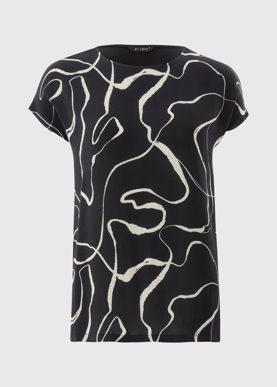 Et Vous Black Wiggle Print T-Shirt