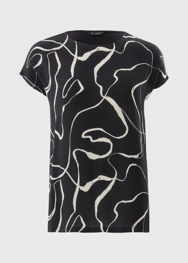 Et Vous Black Wiggle Print T-Shirt