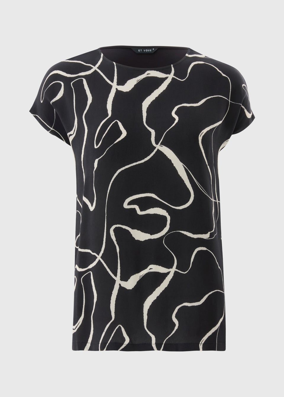 Et Vous Black Wiggle Print T-Shirt