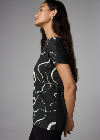 Et Vous Black Wiggle Print T-Shirt