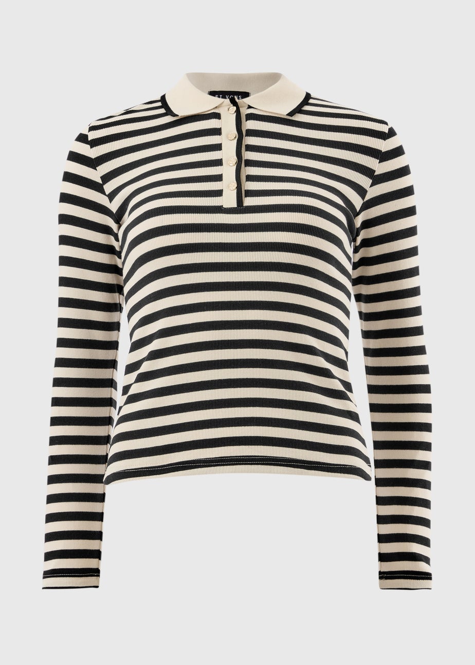 Et Vous Black Stripe Henley Top