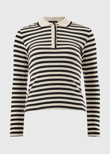 Et Vous Black Stripe Henley Top