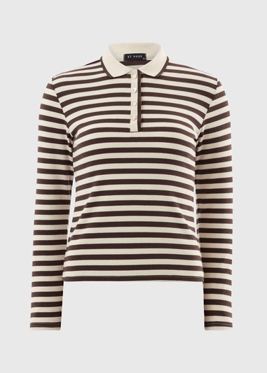 Et Vous Chocolate Stripe Henley Jumper