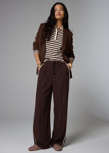 Et Vous Chocolate Stripe Henley Jumper