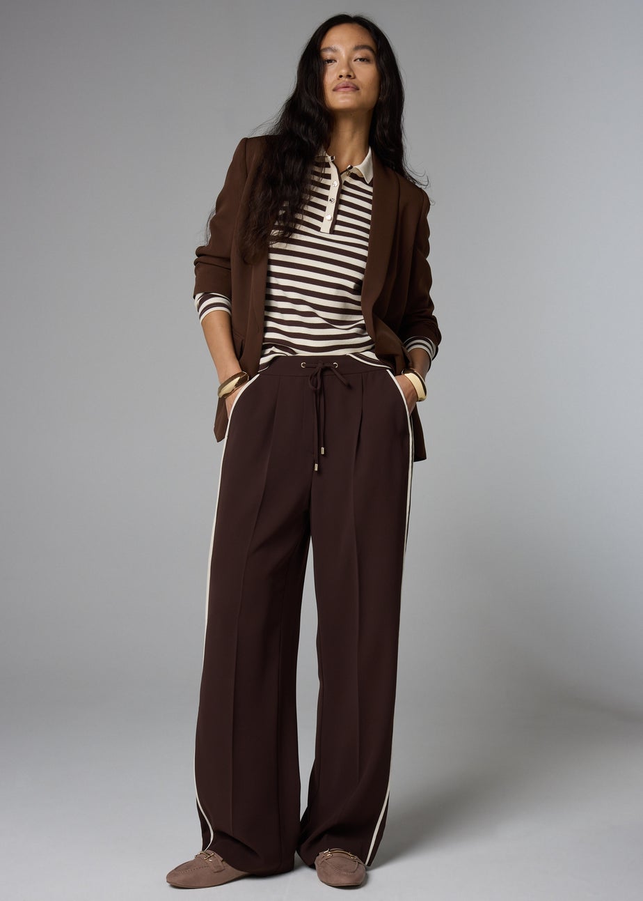 Et Vous Chocolate Stripe Henley Jumper