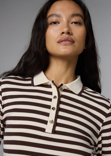 Et Vous Chocolate Stripe Henley Jumper