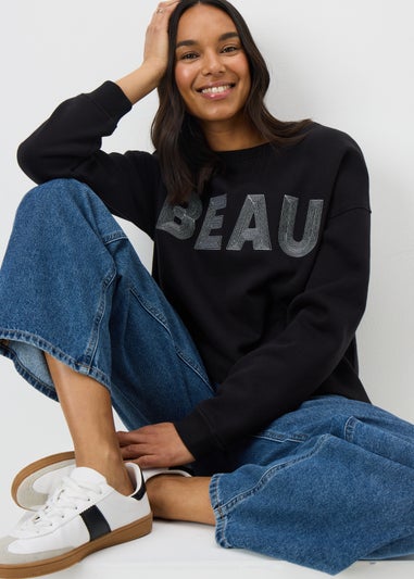 Black Beau Embellished Sweatshirt