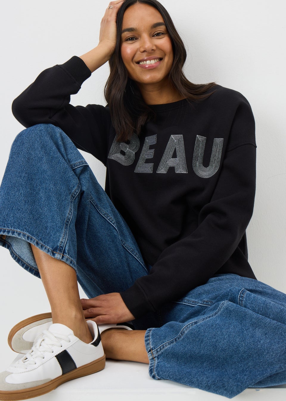Black Beau Embellished Sweatshirt