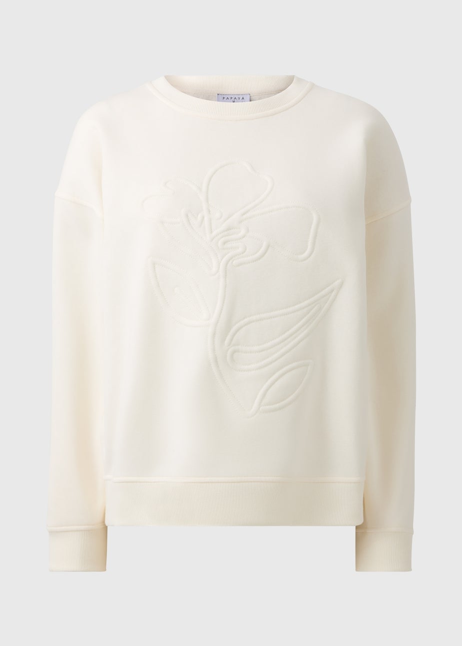Cream Rose Embossed Sweatshirt