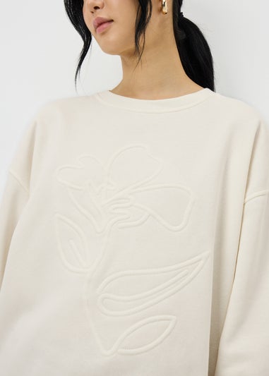 Cream Rose Embossed Sweatshirt